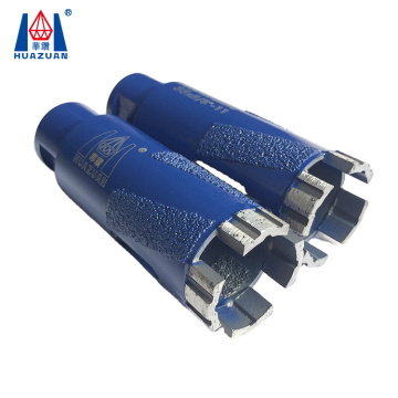 Vacuum brazed dry diamond core drill bit for drilling granite